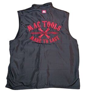 VTG MAC TOOLS Fleece Lined Black Mechanics Vest Embroidered Mens XL Made To Last
